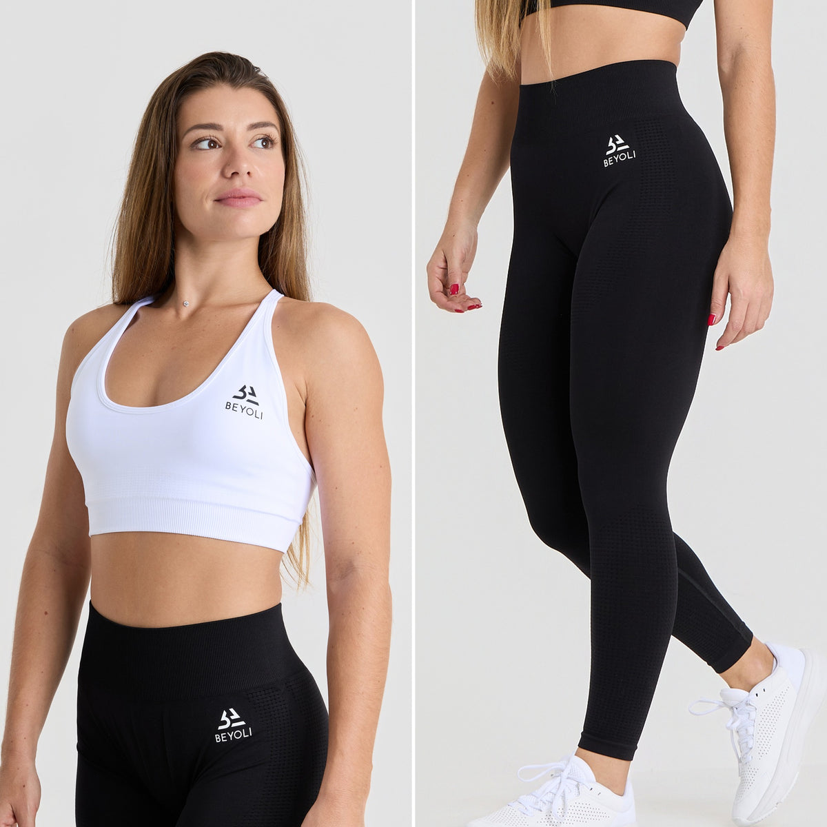 Pack Legging + Brassière Seamless Beyoli - Noir/Blanc